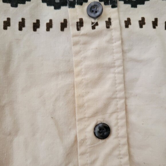 Panhandle Slim Vintage Brooks Dunn Western Shirt Button Up Aztec 17/35 Gray Crea - Picture 6 of 6